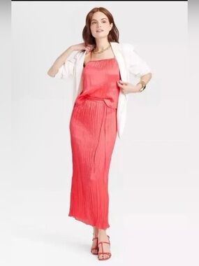 Pleated Coral Midi Skirt brand new with tags size Xl